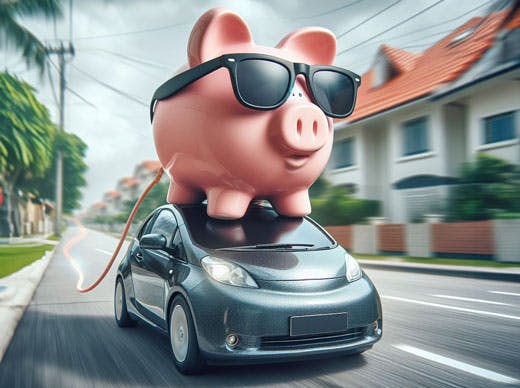 Piggybank on Car